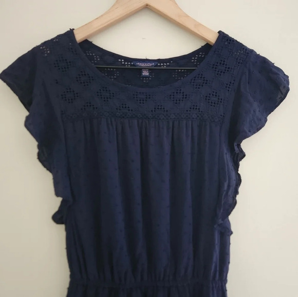 Aeropostale | Swiss Dot Eyelet Yoke Fit & Flare Mini Dress - Size XS - Picture 2 of 10